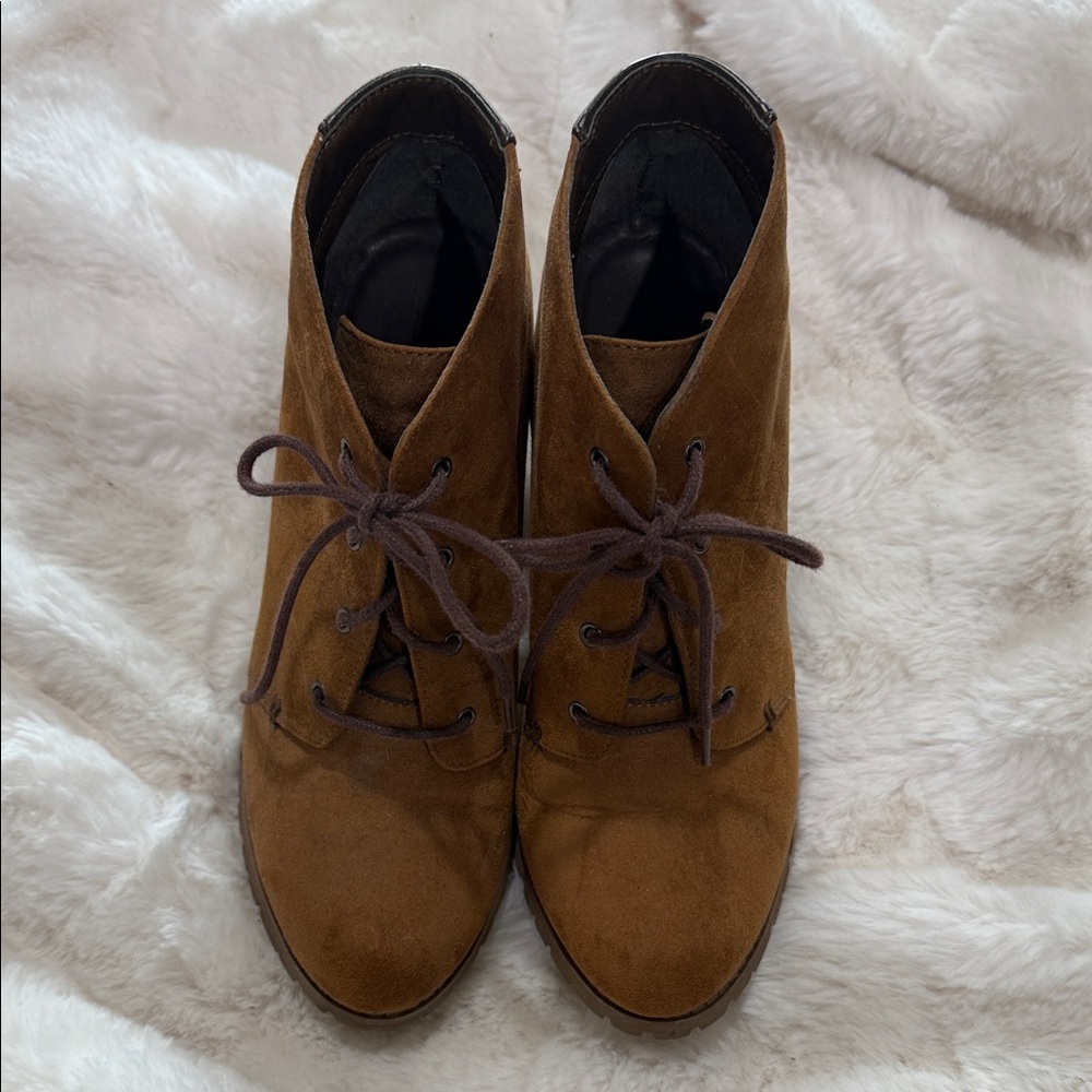 Call It Spring Tan Lace-Up Boots